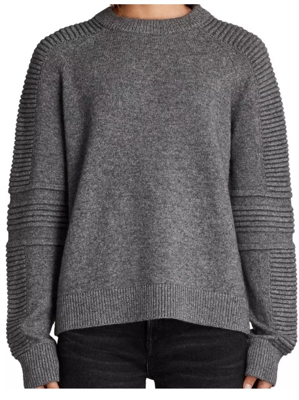 All Saints Harley Crewneck Sweater - Gray Size Cashmere Wool Blend S